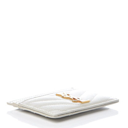 Saint Laurent Grain De Poudre Matelasse Chevron Monogram Credit Card Case Crema Soft 3 of 5