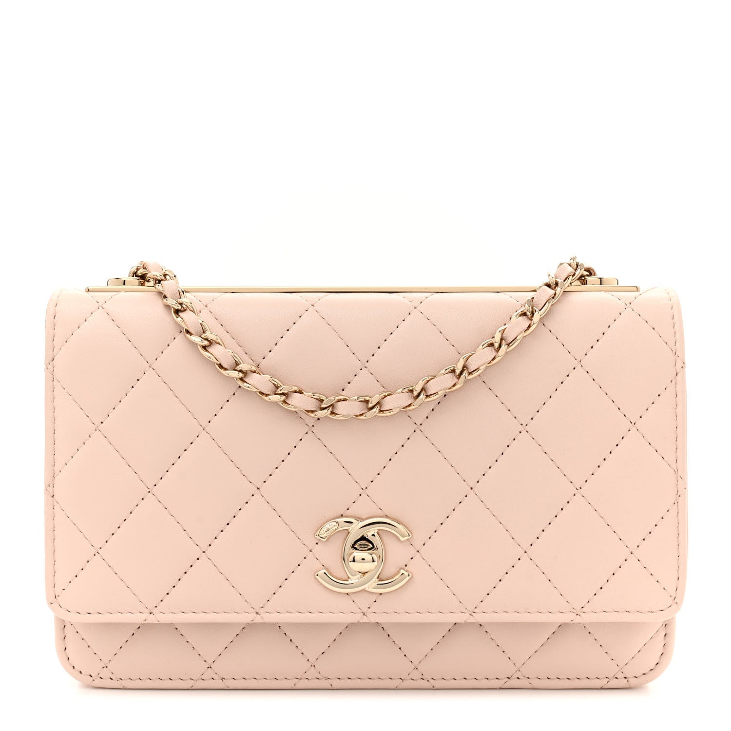 Chanel Lambskin Quilted Trendy CC Wallet On Chain WOC Light Beige 1 of 10