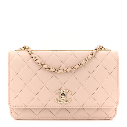 Chanel Lambskin Quilted Trendy CC Wallet On Chain WOC Light Beige 1 of 10