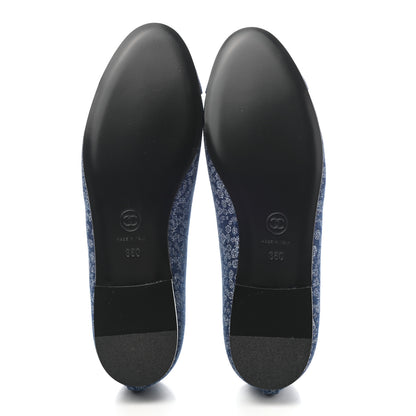 Chanel Denim Camellia Print Ballerina Flats 38 Dark Blue 5 of 11