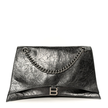 Balenciaga Metallic Crushed Calfskin Large Crush Chain Bag Steel Grey 1 of 11