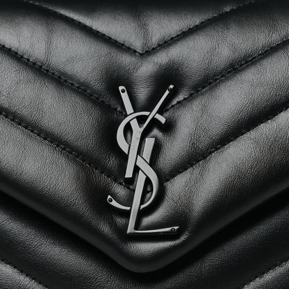 Saint Laurent Calfskin Y Quilted Monogram Monochrome Small Loulou Chain Satchel Black 8 of 10