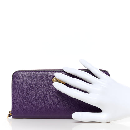 Mulberry Small Classic Grain Zip Around Long Wallet Amethyst 2 of 11