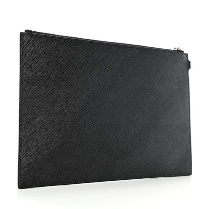 Givenchy Textured Coated Canvas Iconic Prints Flat Medium Clutch Bag Black 2 of 4