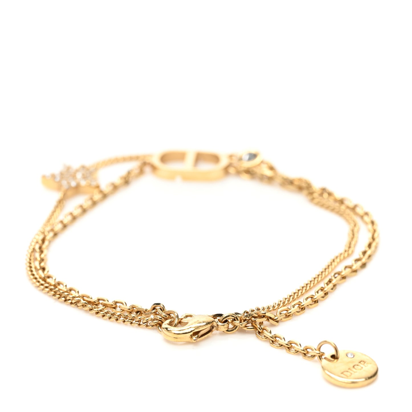 Crystal Metal Petit CD Double Bracelet Gold Gold