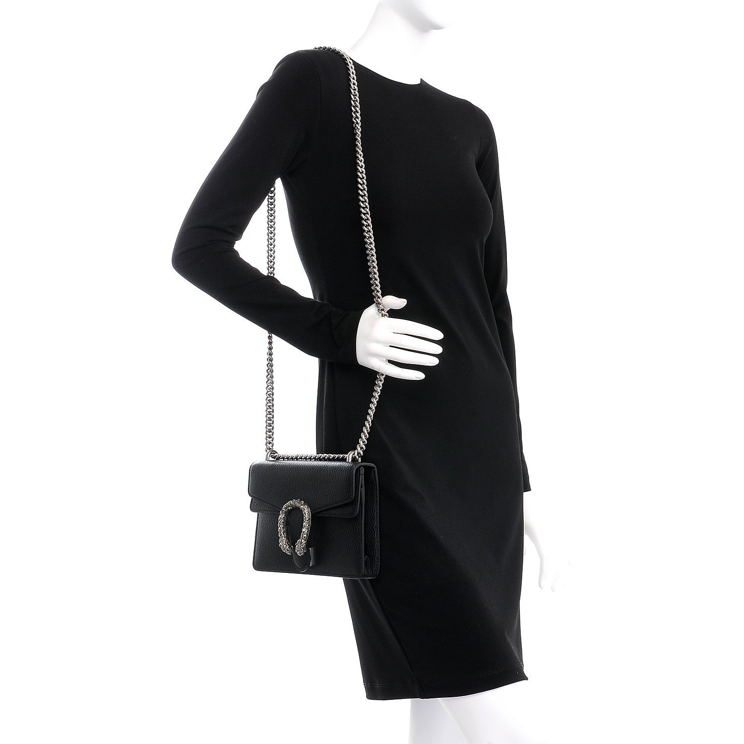 Gucci Calfskin Mini Dionysus Shoulder Bag Black 2 of 8