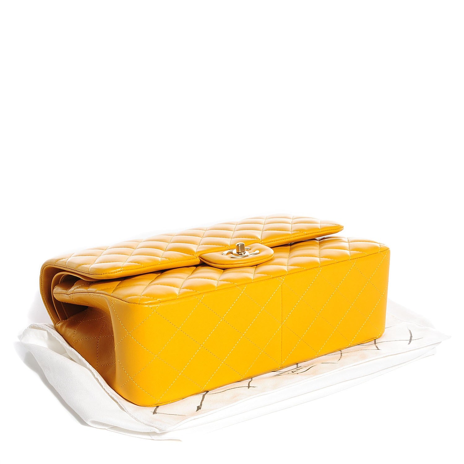 Chanel Lambskin Jumbo Double Flap Yellow 4 of 10