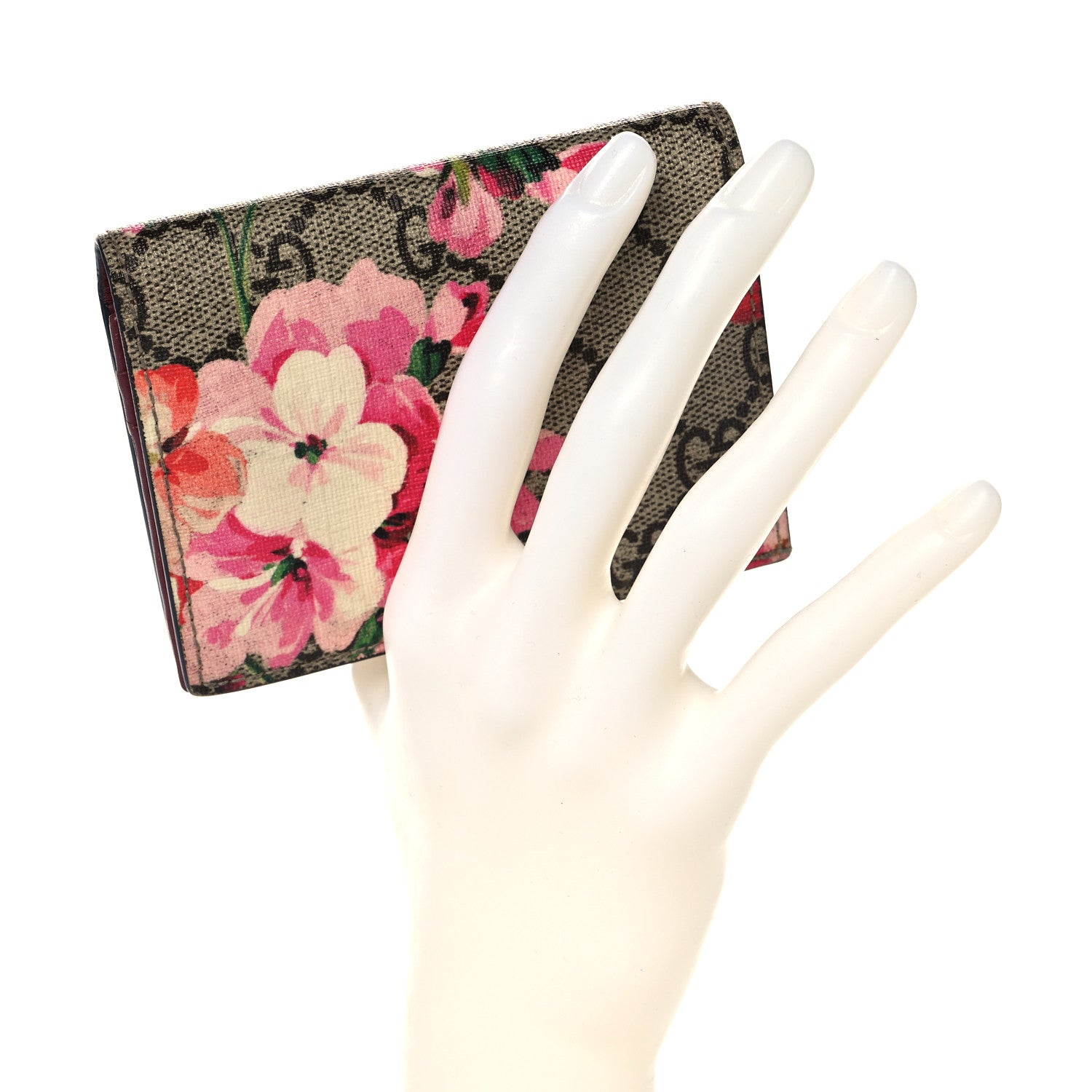 Gucci GG Supreme Monogram Blooms Card Case Beige Multicolor Dry Rose 2 of 12