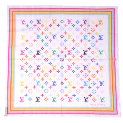 Louis Vuitton Cotton Monogram Multicolor Square Scarf White 2 of 5