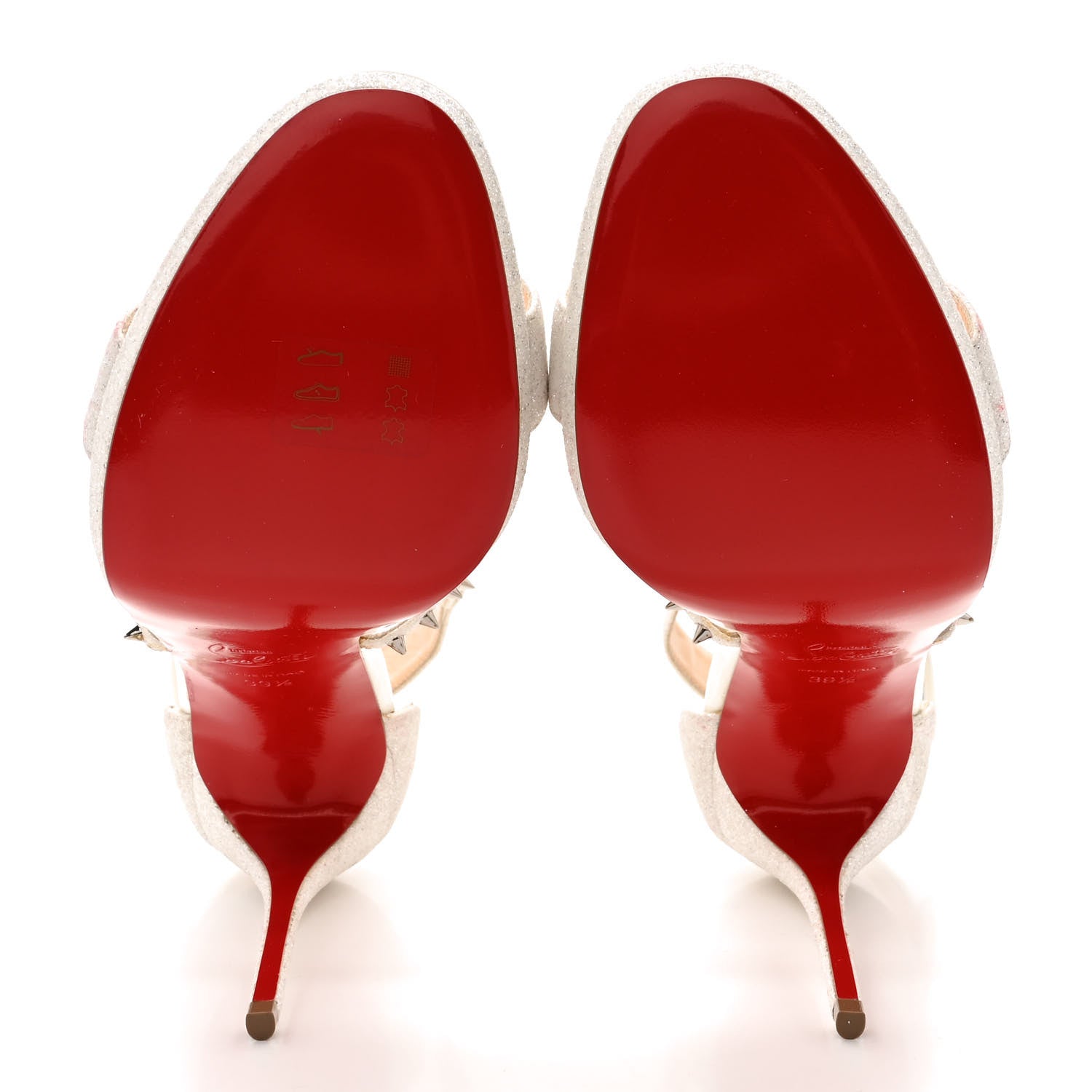 Christian Louboutin Patent Glitter Choca Lux Sandals 39.5 White 5 of 12