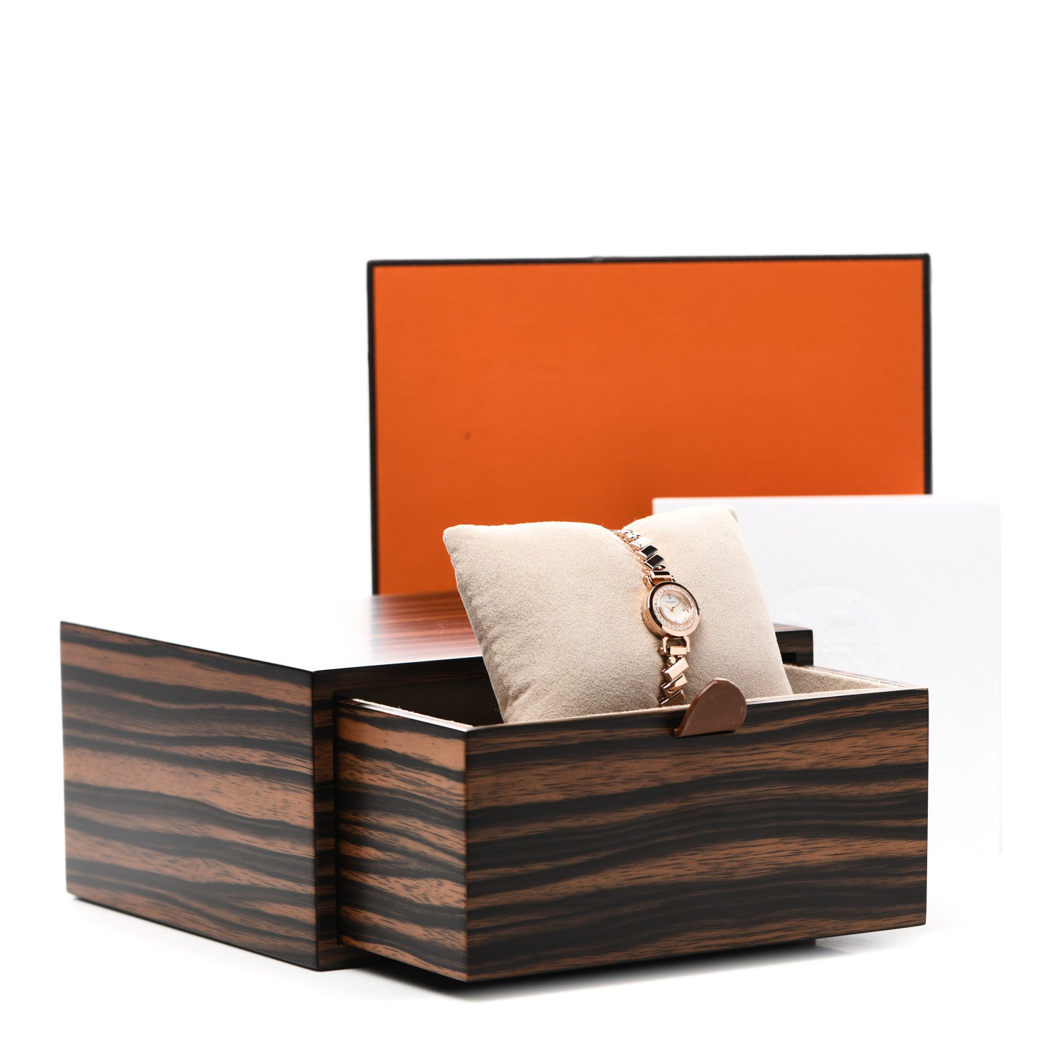 Hermes 18K Rose Gold Diamond Mother of Pearl 16mm Faubourg Polka Mini Quartz Watch 6 of 6