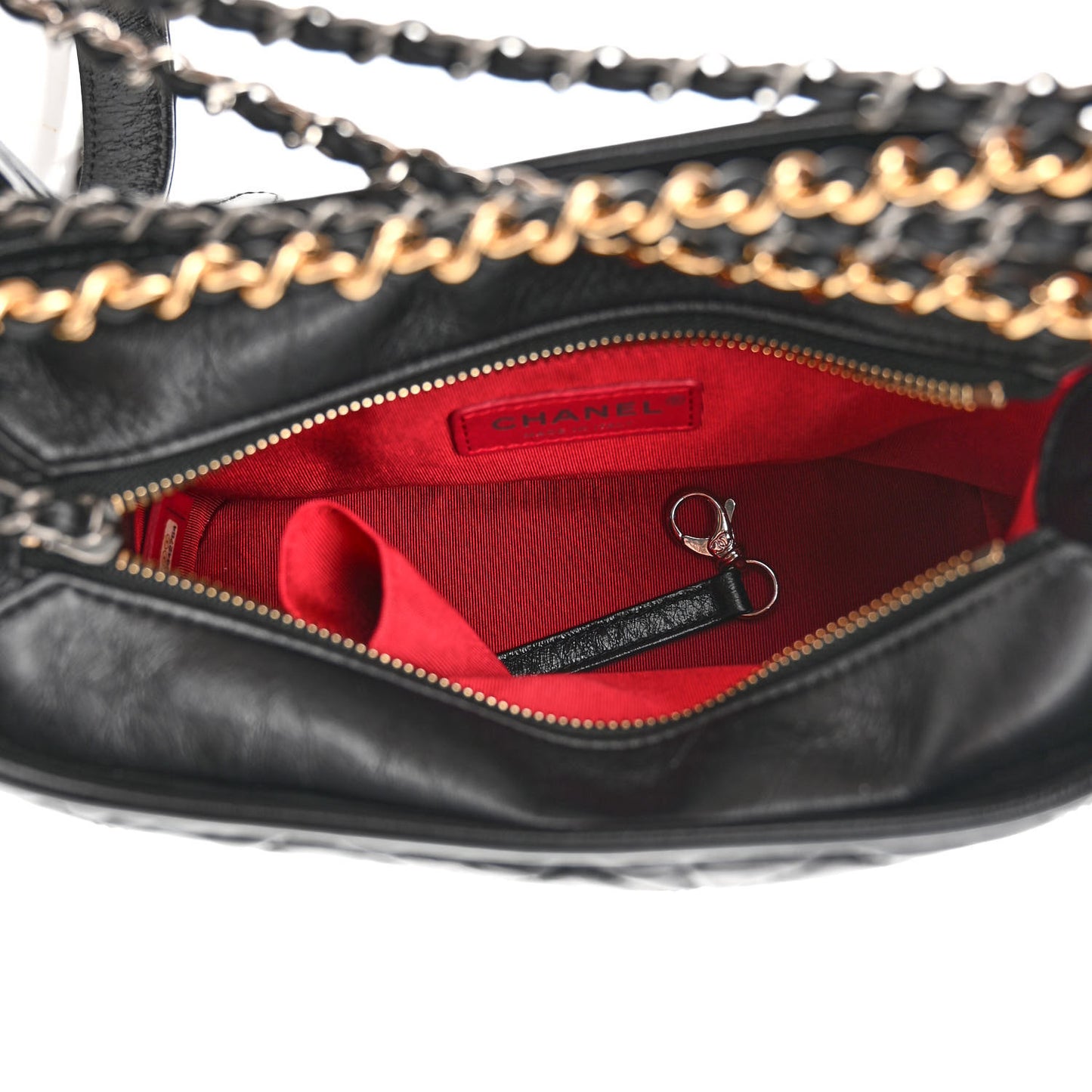 Aged Calfskin Quilted Small Gabrielle Hobo Black