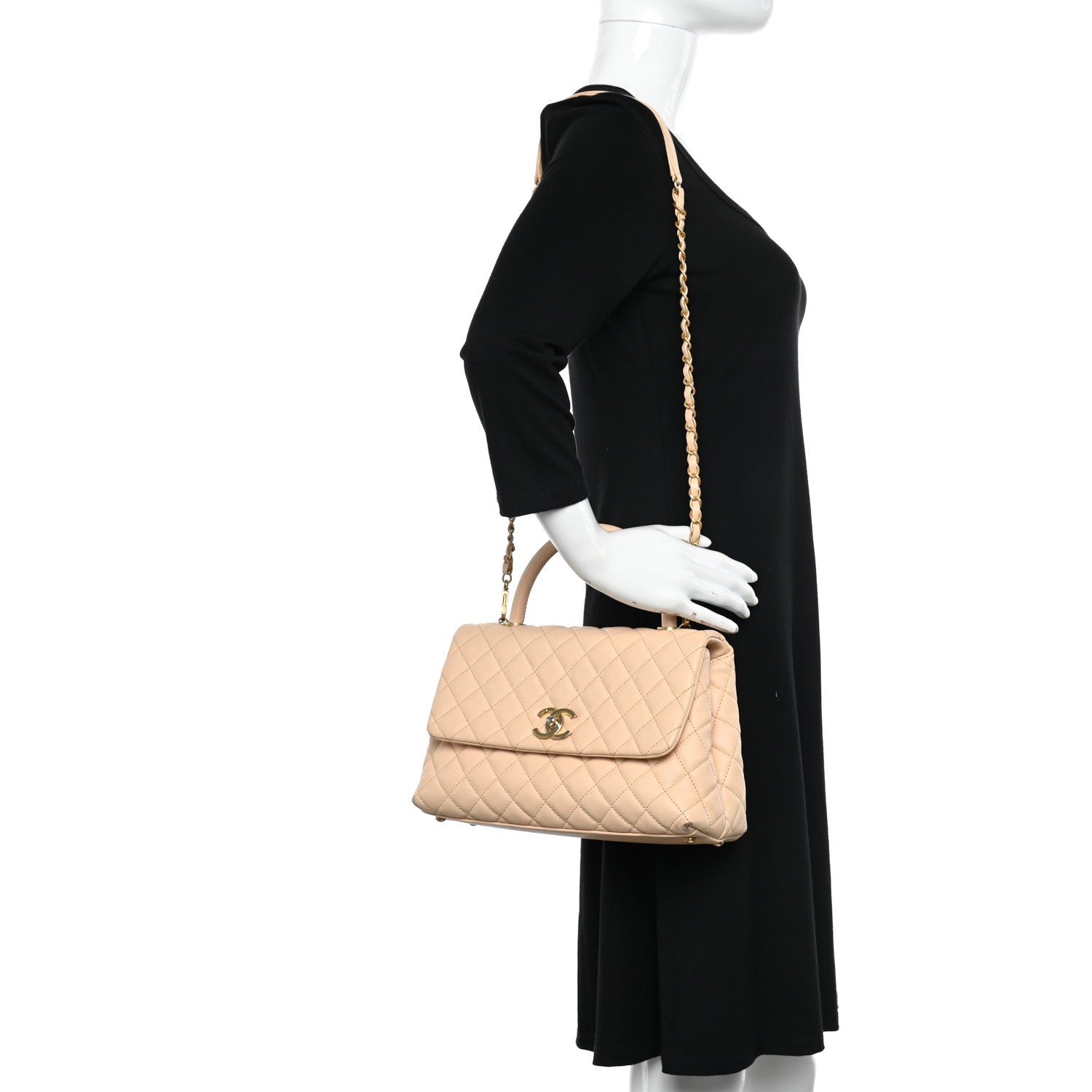 Chanel Caviar Quilted Small Coco Handle Flap Beige 2 of 13