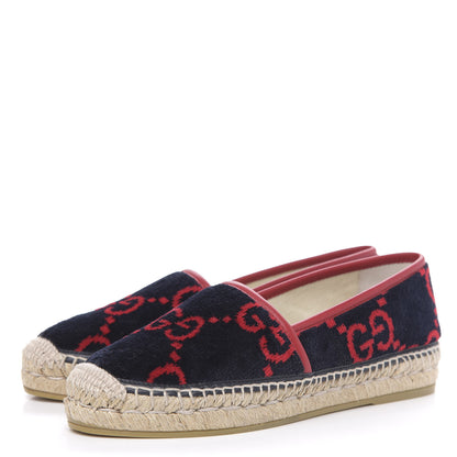 Gucci Terry Cloth GG Monogram Espadrilles 37 Blue Red 3 of 10