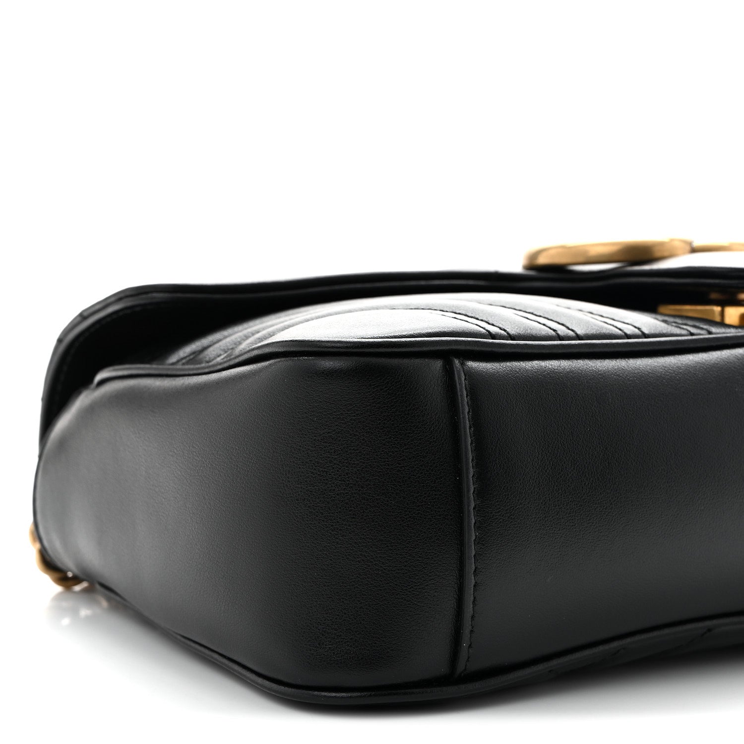 Gucci Calfskin Matelasse Small GG Marmont Shoulder Bag Black 9 of 11