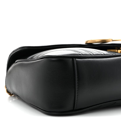 Gucci Calfskin Matelasse Small GG Marmont Shoulder Bag Black 9 of 11
