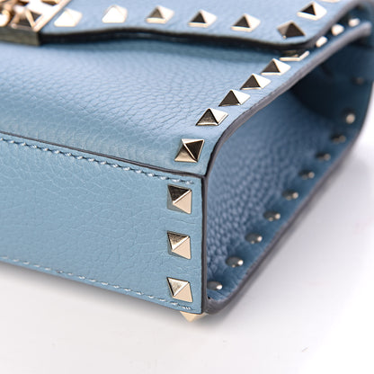 Valentino Garavani Pebbled Calfskin Medium Rockstud Flip Lock Crossbody Bag Light Blue 10 of 10