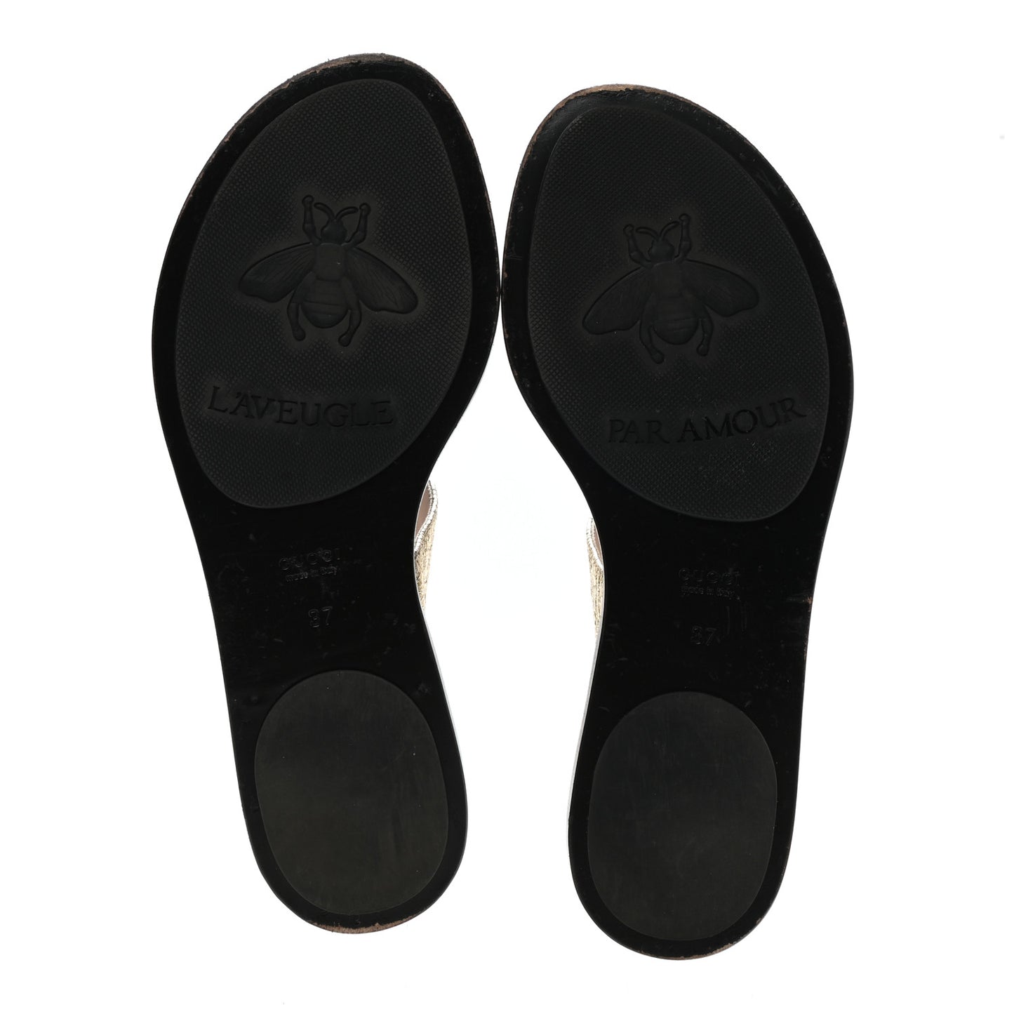 Nappa Silk Galassia GG Marmont Thong Flat Sandals 37 Platino