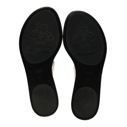 Gucci Nappa Silk Galassia GG Marmont Thong Flat Sandals 37 Platino 5 of 9