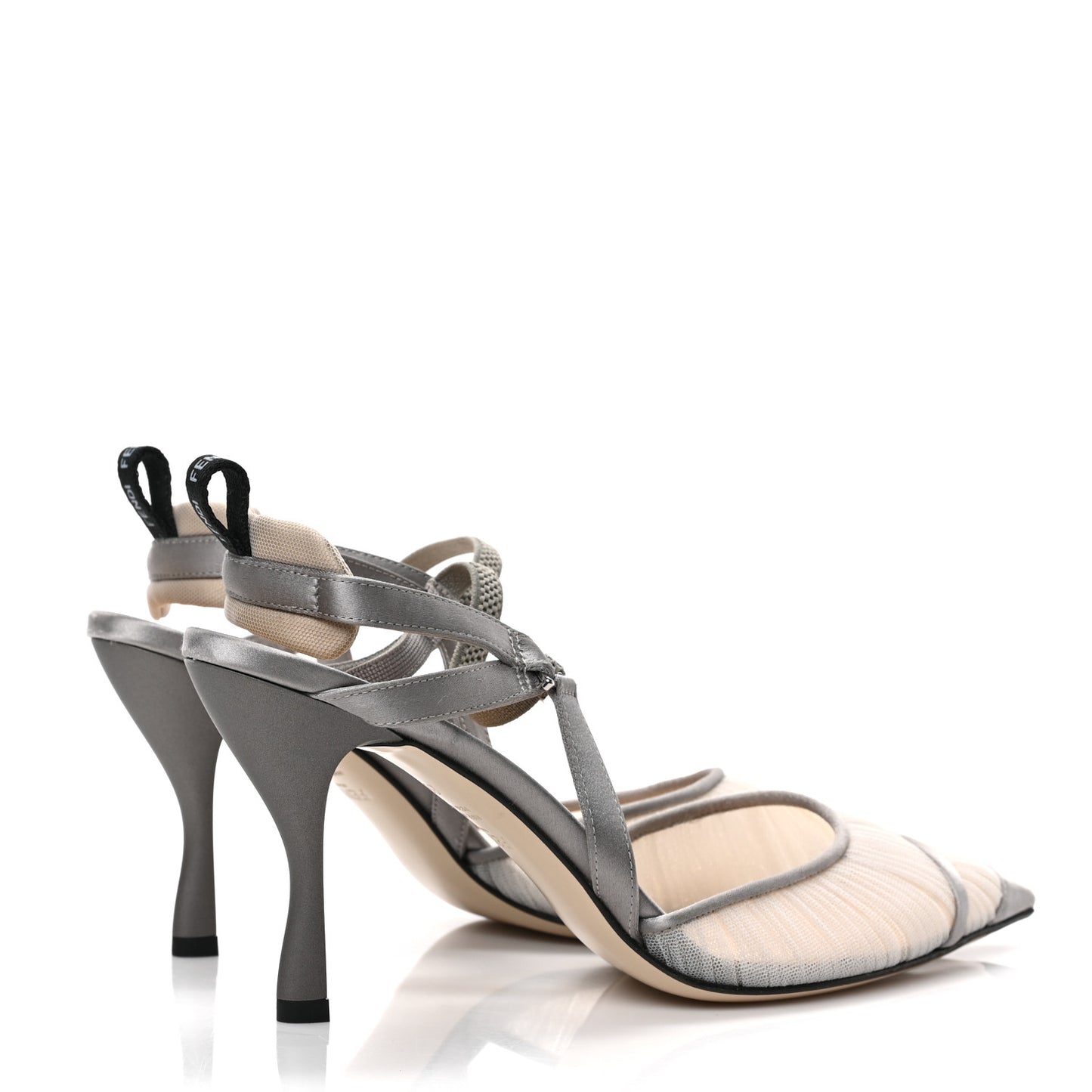 Tulle Satin Colibri Lite 85mm Slingback Pumps 39 Brina Graphite Ghiaia