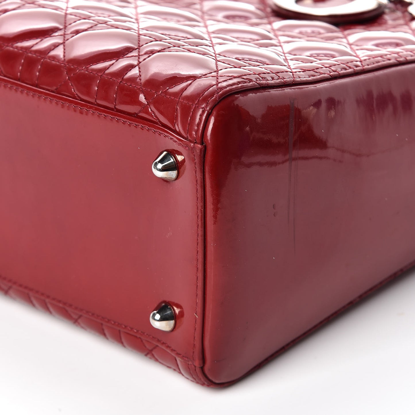 Patent Cannage Large Lady Dior Red