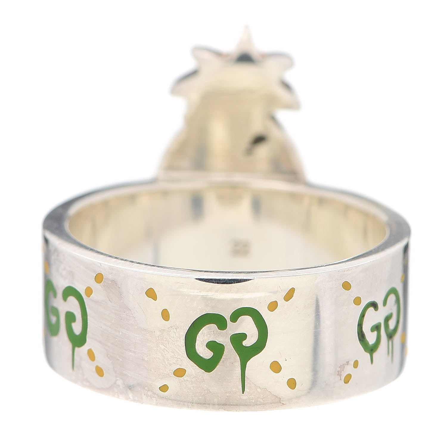 Gucci Sterling Silver Enamel GucciGhost Pineapple Ring 62 10 3 of 6