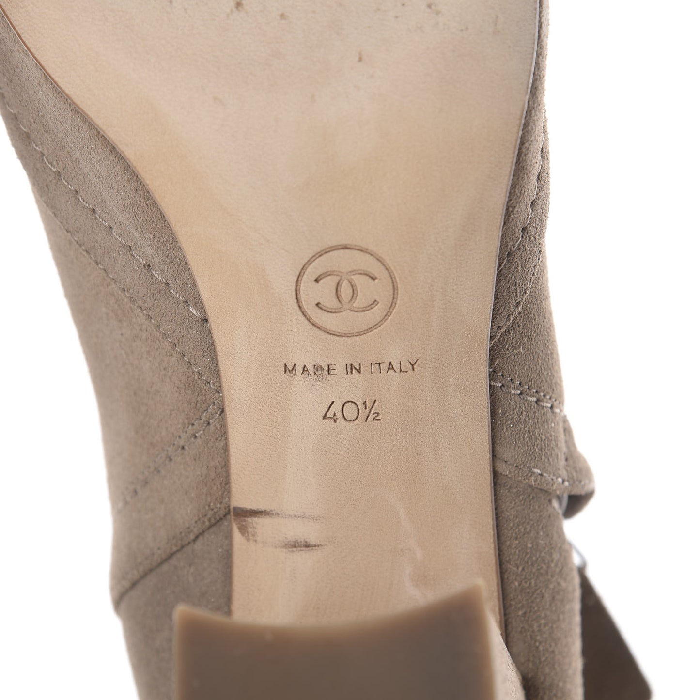 Suede CC Chain Ankle Boots 40.5 Beige