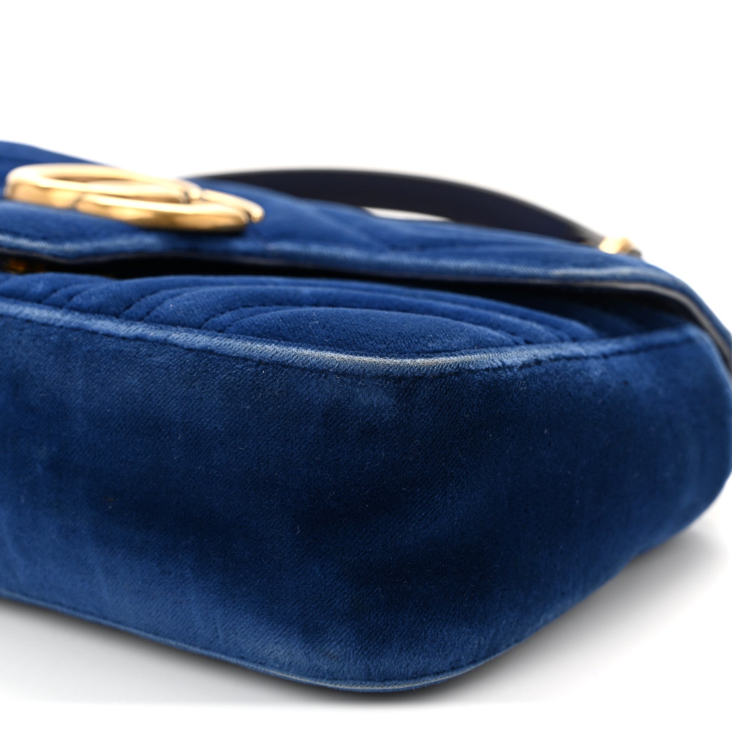 Gucci Velvet Matelasse Mini GG Marmont Shoulder Bag Cobalt Blue 10 of 14