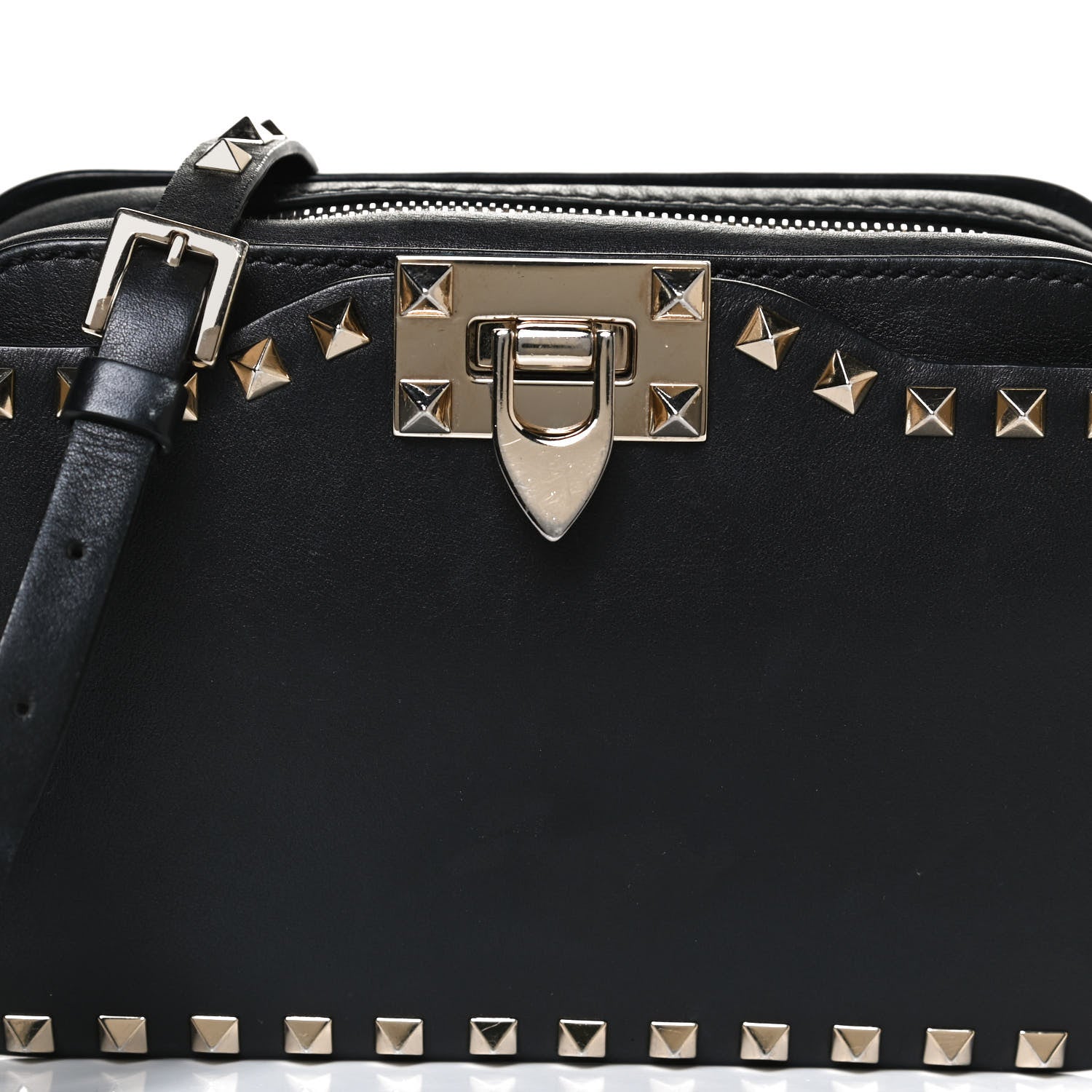 Valentino Garavani Vitello Rockstud Flip Lock Camera Crossbody Bag Black 8 of 12