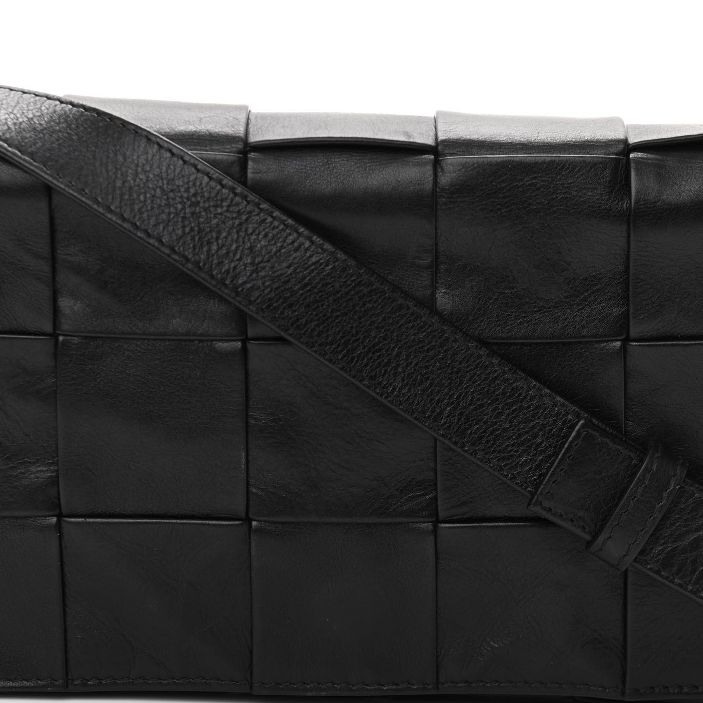 Paper Calfskin Maxi Intreccio Cassette Crossbody Bag Black