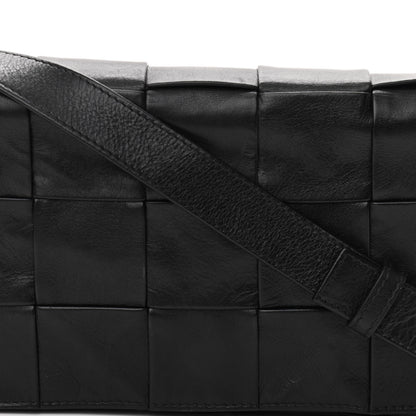 Bottega Veneta Paper Calfskin Maxi Intreccio Cassette Crossbody Bag Black 8 of 10