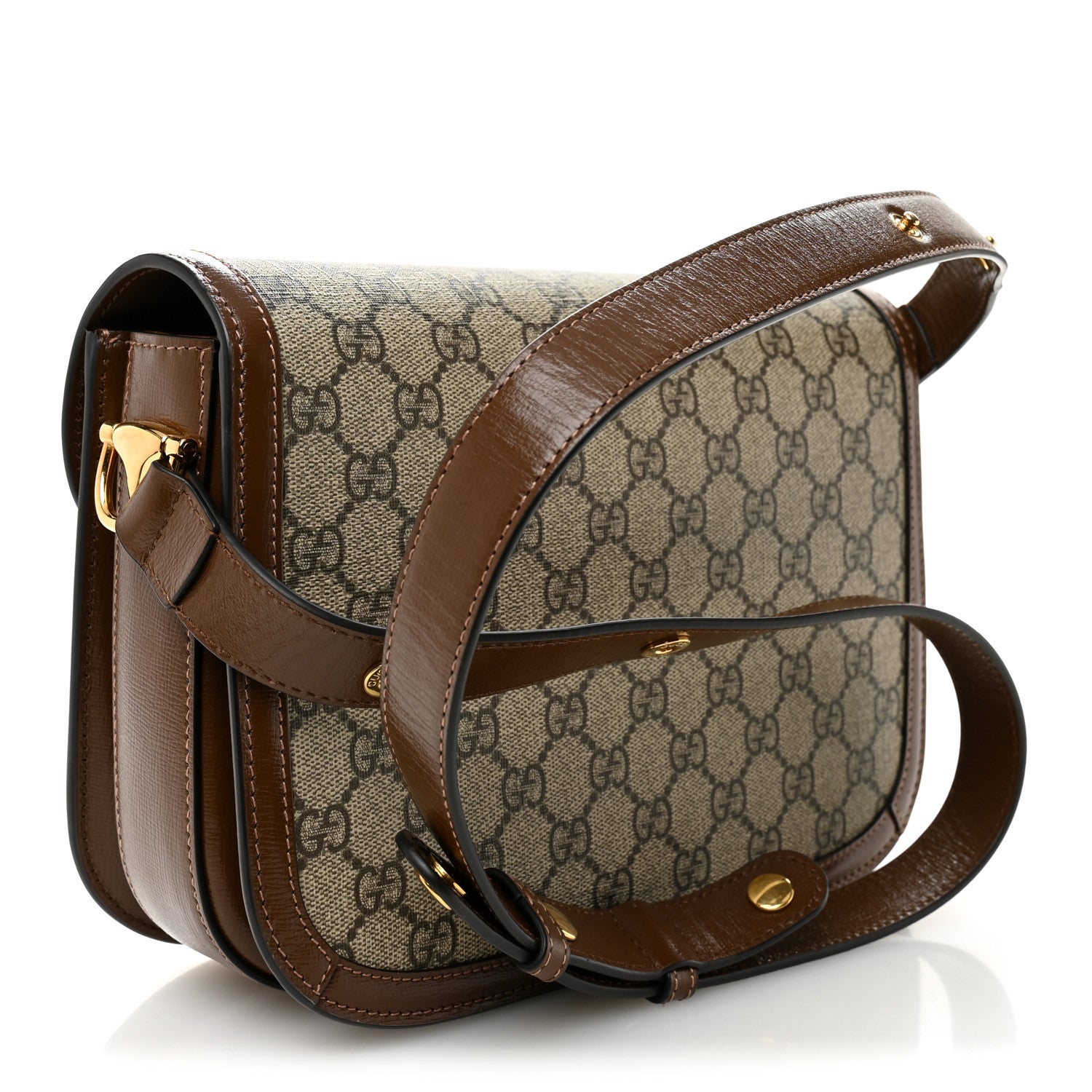 Gucci GG Supreme Monogram Horsebit 1955 Shoulder Bag Beige Brown Sugar 3 of 10