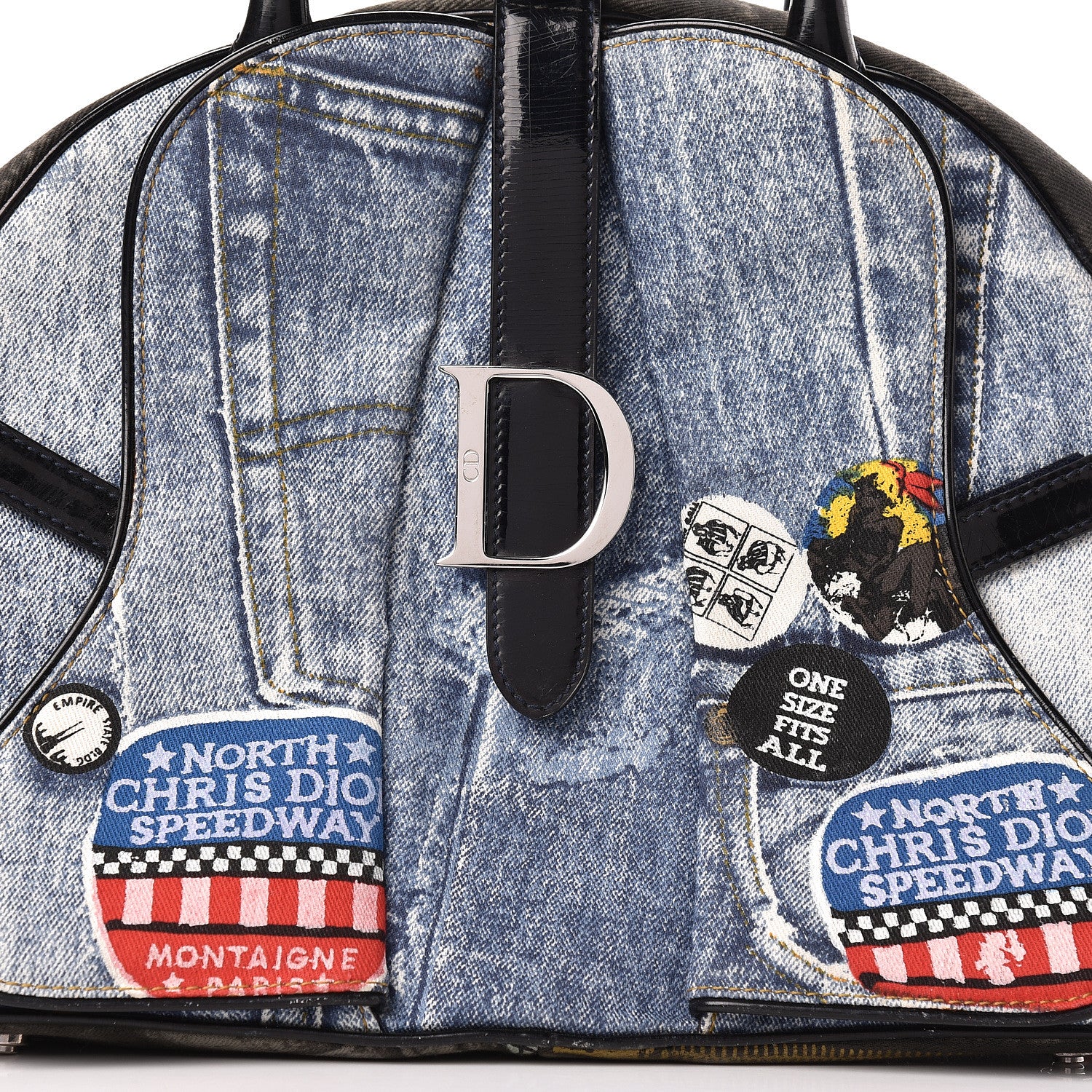 Christian Dior Denim Speedway Saddle Bowler Blue 8 of 15