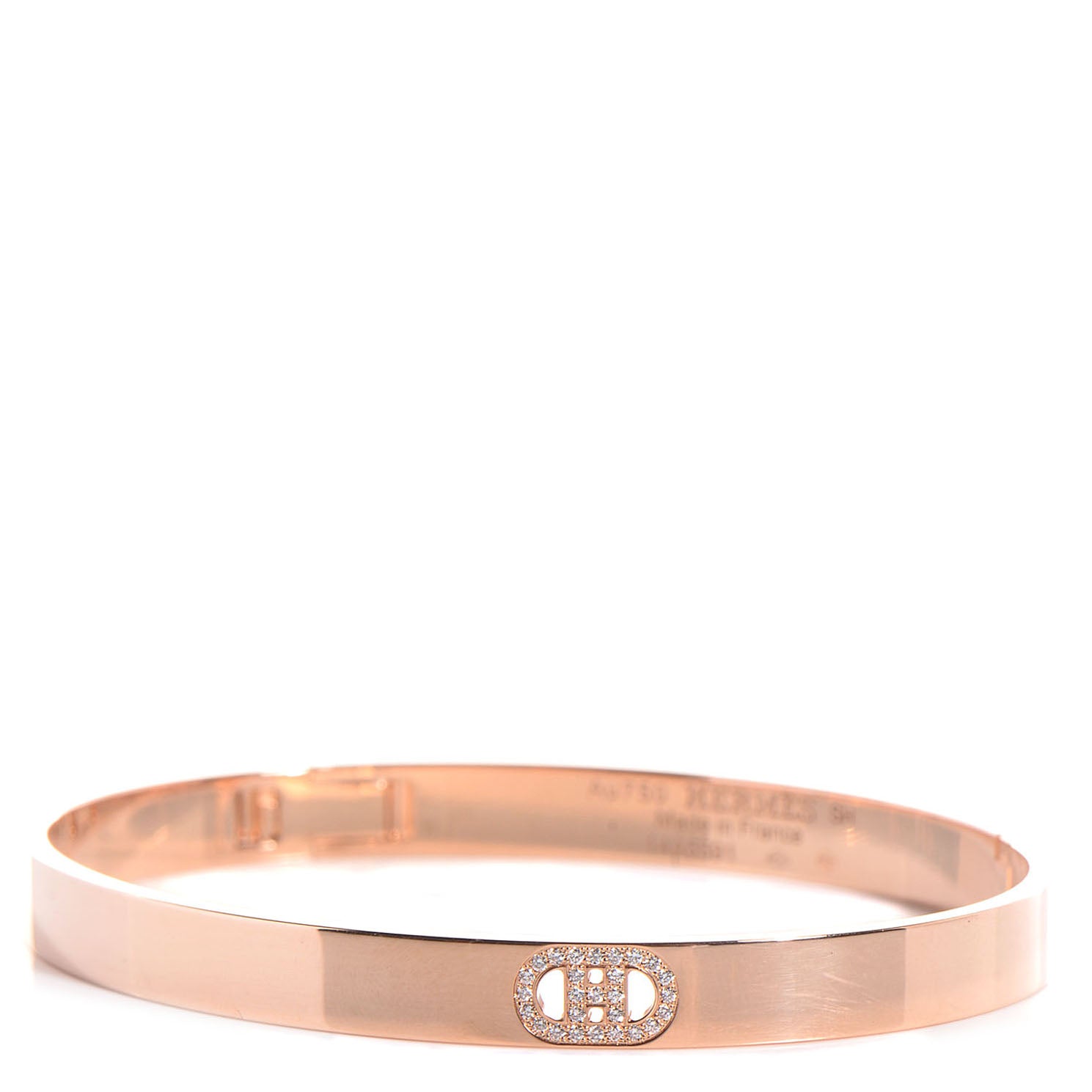 Hermes 18K Rose Gold Diamond PM H D'Ancre Bracelet SH 1 of 6