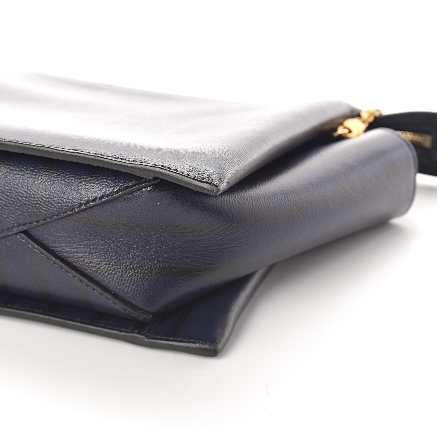 Celine Grained Calfskin Striped Tri-Fold Clutch Midnight 9 of 9