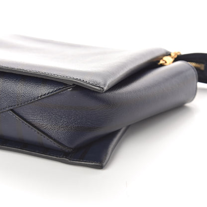 Celine Grained Calfskin Striped Tri-Fold Clutch Midnight 9 of 9