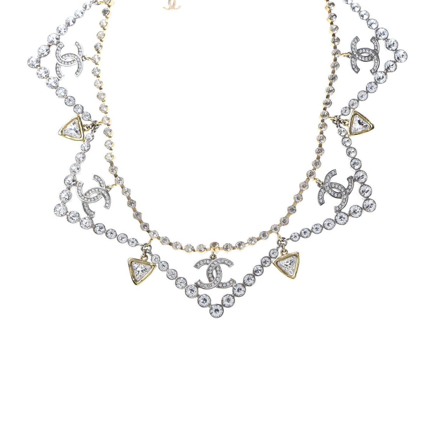 Crystal CC Choker Necklace Gold Silver