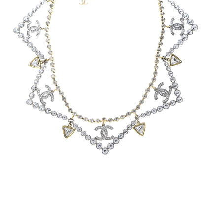 Chanel Crystal CC Choker Necklace Gold Silver 1 of 5