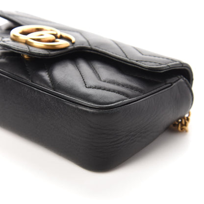 Gucci Calfskin Matelasse Super Mini GG Marmont Shoulder Bag Black 7 of 11