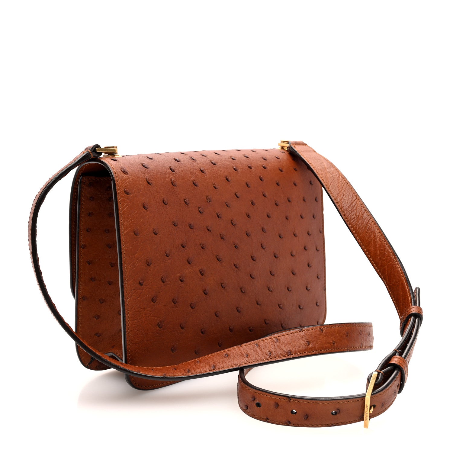 Saint Laurent Ostrich Carre Satchel Brick 3 of 9