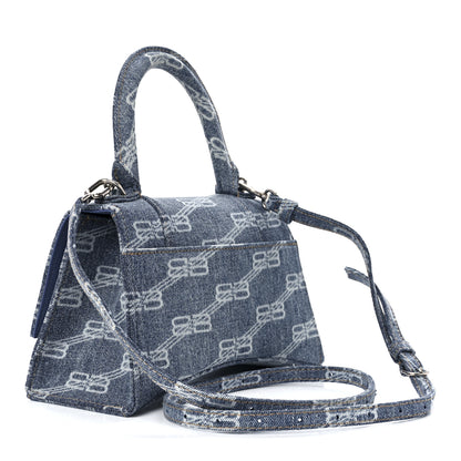 Balenciaga Denim BB Monogram Small Hourglass Top Handle Bag Blue 3 of 11