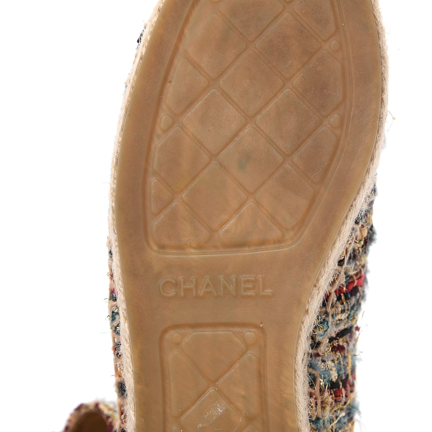 Tweed Grosgrain CC Espadrilles 37 Multicolor