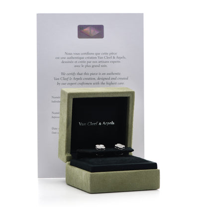 Van Cleef & Arpels 18K White Gold Mother of Pearl Sweet Alhambra Earrings 6 of 6