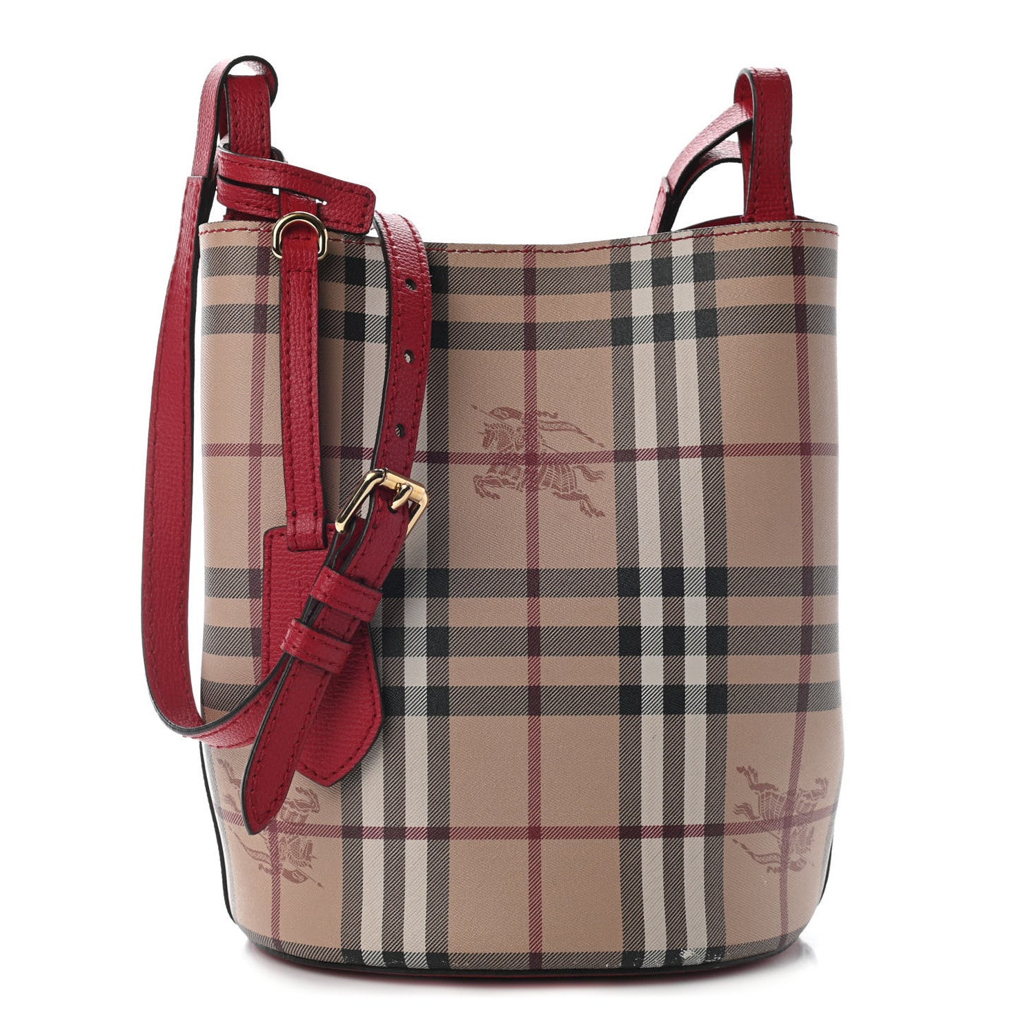 Burberry Haymarket Check Colours Small Lorne Bucket Crossbody Poppy Red 1 of 7