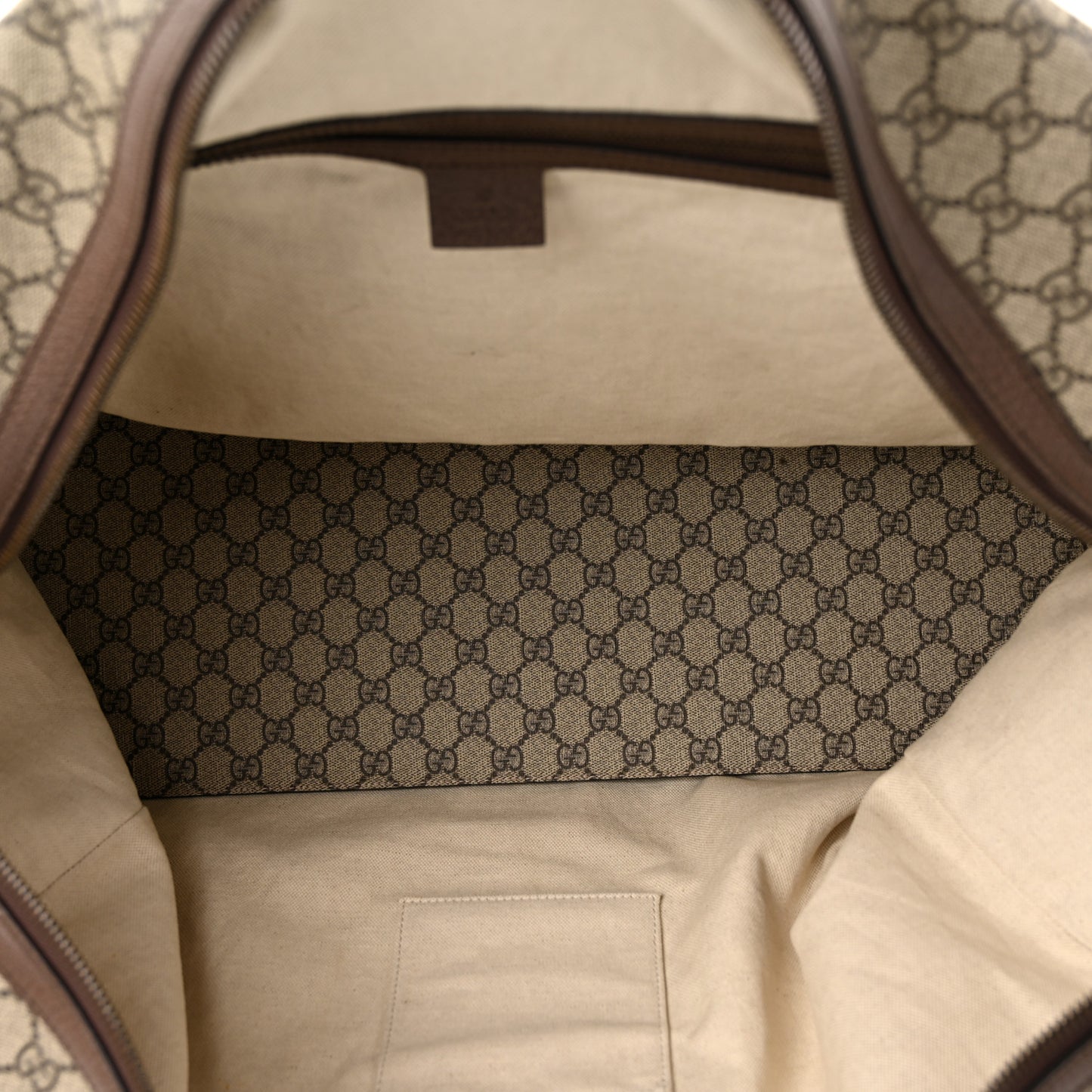 GG Supreme Monogram Textured Dollar Calfskin Web Large Savoy Duffle Bag Beige Ebony New Acero