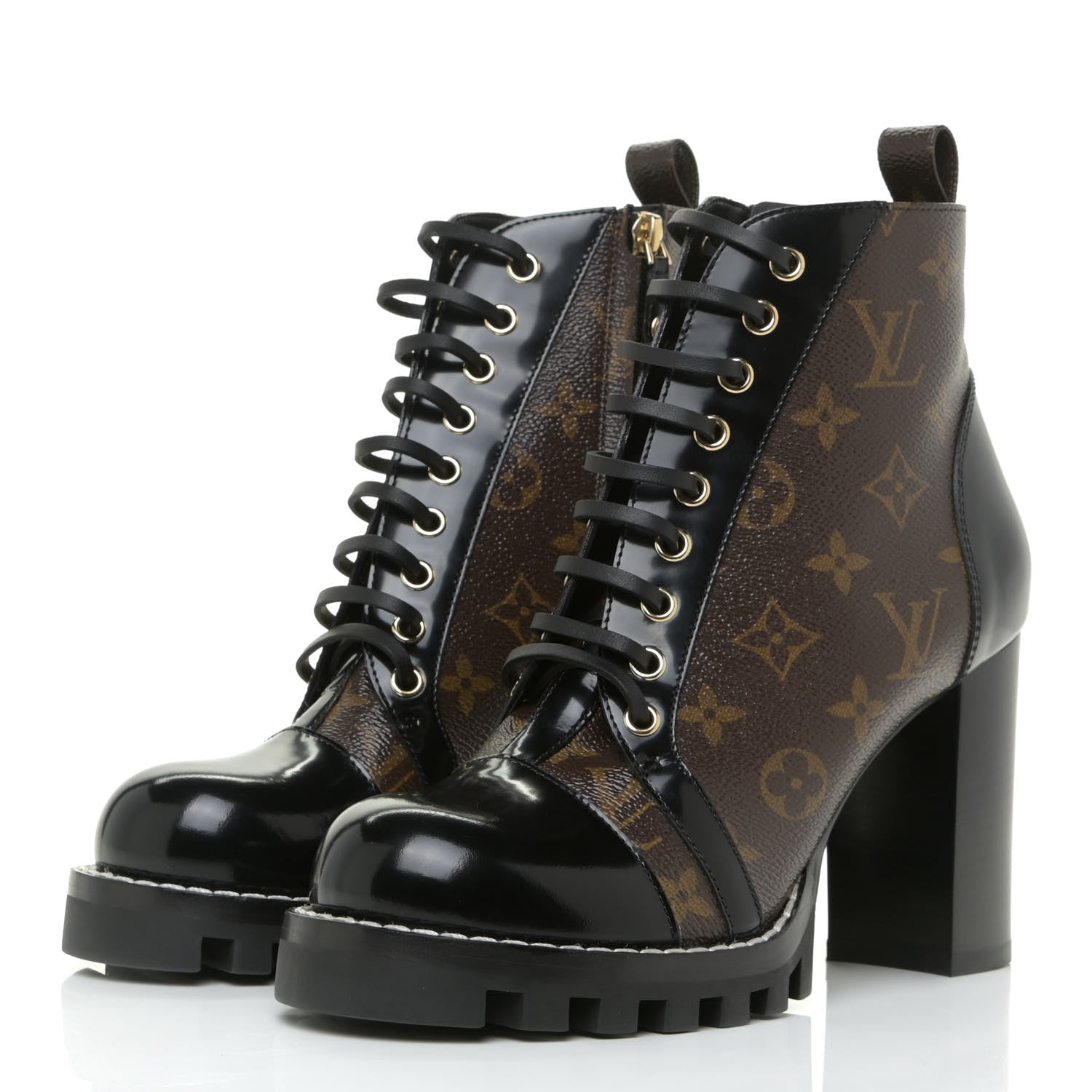Louis Vuitton Patent Calfskin Monogram Star Trail Ankle Boots 39 Black 3 of 12