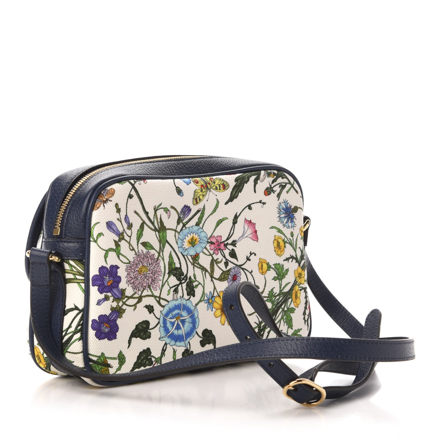 Gucci Canvas Flora Floral Shoulder Bag White Blue Agata Mulitcolor 3 of 11