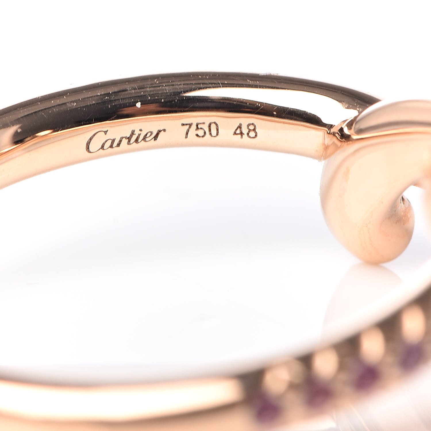 Cartier 18K Pink Gold Pink Sapphire Entrelaces Ring 48 4.5 6 of 7