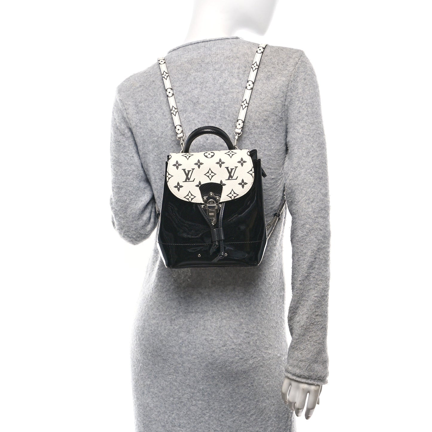 Patent Monogram Hot Springs Backpack Black White