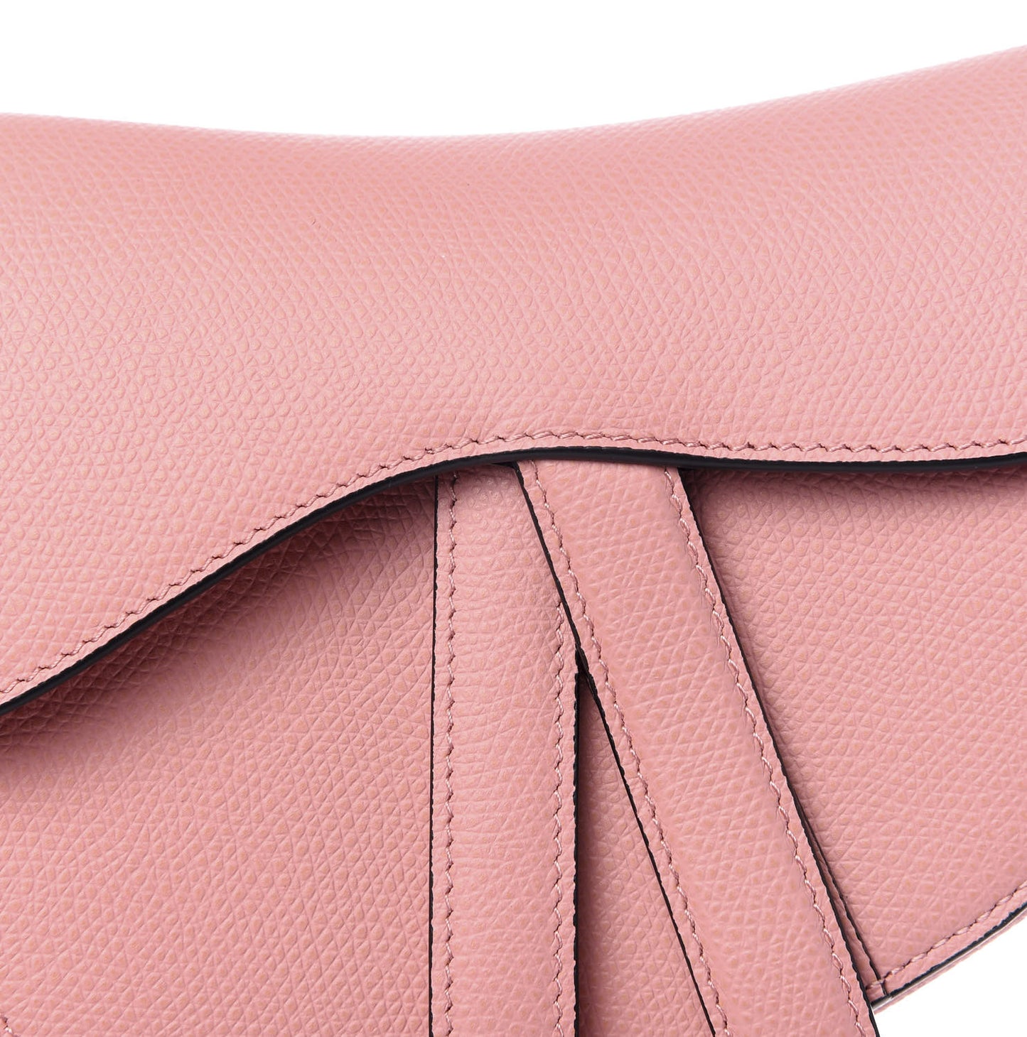 Grained Calfskin Mini Saddle Bag Pink